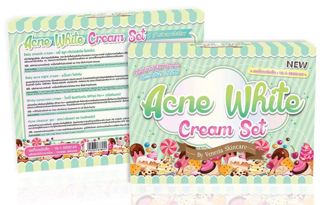 กล่อง(setcream)AcneWhiteCreamSet