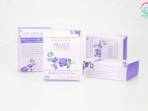 กล่องสบู่(soap)PINNARA AURA WHITE SOAP