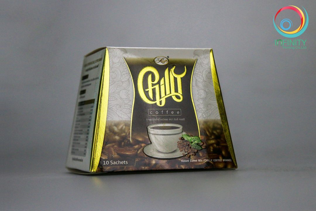 ผลงานปั๊มเคทองกล่อง(foil)CHILLY COFFEE BAND