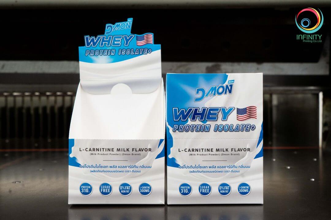 กล่องบรรจุภัณฑ์ DMON WHEY PROTEIN ISOLATE+ กลิ่นนม